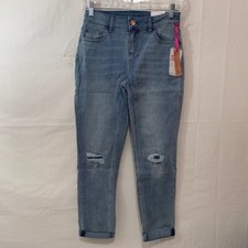 Justice Girls Destructed Girlfriend Jeans in Dark or Medium Wash 8, 10 or 14 picture