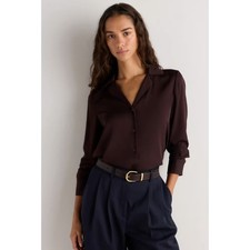NWT Quince Washable Stretch Silk Notch Collar Long Sleeve Button Down Blouse M picture