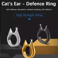 2Pcs Cat Ear Finger Ring Keychain Self Defense EDC Tool Outdoor Safety Accessory picture