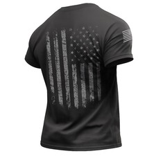 Distressed American Flag T-Shirt with Back & Sleeve Print – Patriotic USA picture
