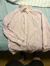 Stafford Easy Care Cotton Regular Fit Purple White Striped Dress Shirt 17 34/35 picture