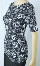 LAUREN BY RALPH LAUREN BLACK AND WHITE FLORAL PRINT TOP~NWT picture