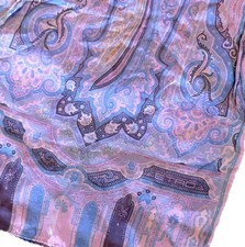Etro Milano Italy purple blue Black yellow Paisley Print 100% Silk Scarf 12”X 44 picture