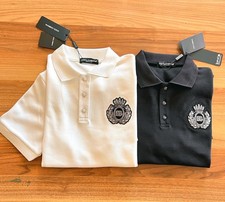 Dolce&Gabbana Men T shirt Pique Cotton Polo Neck Silver Embroidery T-shirt picture