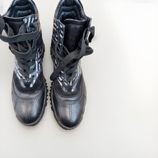 (Read desc)Versace mens 10 EU 43 Leather/Suede Greca Labyrinth Medusa Black/Gray picture