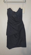 NWT black vintage 80s deadstock black strapless cocktail dress sweetheart neck picture