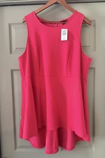NWT Torrid Women's 3x Fuchsia Pink Textured Ponte Hi-Lo Peplum Top Sleeveless picture