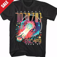 Journey Escape 1981 Tour Shirt Vintage Rock Band Tee Mens Black Graphic T Shirt picture