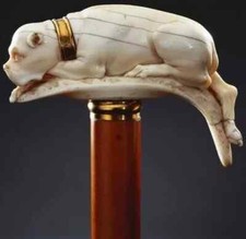 wooden walking stick hand carved DOG wooden walking cane picture