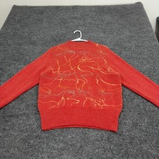 Vintage Rabbit Logo Sweater Orange Cashmere Abstract Graphic Mock Neck Casual picture