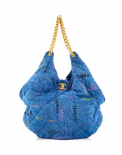 Authentic CHANEL Denim Quilted Printed Maxi Hobo picture