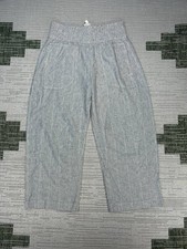 Pilcro Pants Womens Medium Gray Linen Cotton Wide Leg Crop New  picture