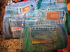Ariat M4 Regular Fit Straight Leg Jeans Medium Wash Blue Denim 44W x 32L 3 Pairs picture