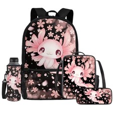 Axolotl Cherry Blossoms 4-in-1 School Backpack Set for Kids - Medium (11