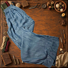 C&C California Womens Wide Leg Pants M Blue Lyocell Smocked Waist Pull On picture