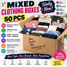50pc New Clothing Lot Men’s Women’s Mixed Sizes Wholesale Overstock Reseller Box picture