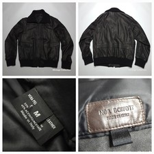 Neil Barrett Black Leather Flight Aviation Bomber Jacket Size M Made In Italy picture