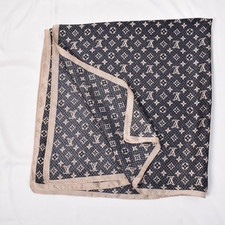 100% AUTHENTIC LOUIS VUITTON SUMMER GREY SCARF SHAWL 100%SILK PRE OWNED picture