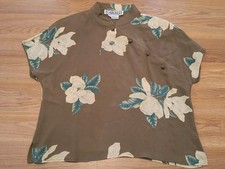 Carlisle Women's Short Sleeve Silk Blouse Sz 12 100% Silk Floral Shoulder Pads picture