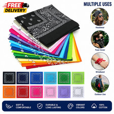 1/4/8pc Bandana 100% Cotton Paisley Print Double-Sided Scarf Head Neck Face Mask picture