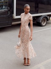 self portrait CHAMPAGNE SEQUIN EMBROIDERED MIDI DRESS $ 840 Size US 6 UK 10 picture