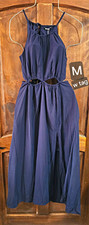 Women’s Navy Solid Halter Cut Out Sleeveless Midi Dress Size M picture