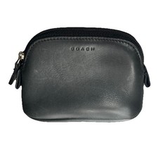 COACH Rare Leather Small Pouch Black Lined Zipper Closure 5” x 4” Multi Use Bag picture