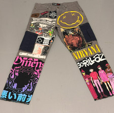 Hand Sewn 1 of 1 Wrangler Hero Pants Gorillaz Nirvana Gray Upcycled Designer picture