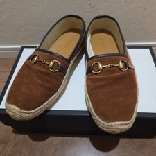 Gucci Horsebit Espadrille Loafers Brown Suede Men's US 8.5 UK 8 EU 41.5 Pre-owne picture