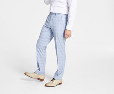 $135. Alfani Men's Slim Fit Stretch Solid Suit Pants Blue Plaid 32W x 32L picture