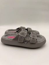 Rock & Candy Phoebes Grey Fuzzy Slides Buckle Womens Size 7 picture