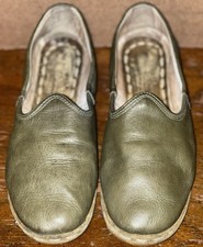 Sabah Size EU 39/US 7.5 Women’s Handmade Green Leather Turkish Loafer Shoes picture