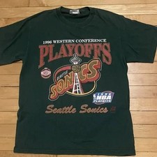 Rare 90s Seattle Supersonics 1996 NBA Playoffs T shirt Retro Style S-5XL picture