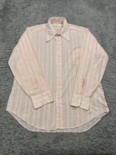 Vtg Johnny Carson Shirt Men 16.5-34 Pink Striped Long Sleeve Career Button Up picture
