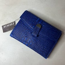 New VTG Jordache Cobalt Blue Faux Leather Purse Wallet 70s 80s Hippie Boho NOS picture