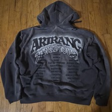 BTS Arirang Official Charcoal Zip Up Hoodie Size XL Extra Large picture