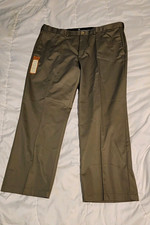 Haggar Men's Olive Khaki Pants Classic Fit Straight Leg No Iron Cotton 42W picture