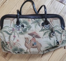 Rare Vintage Brighton Tapestry & Leather Bag/ Satchel Desert Oasis picture