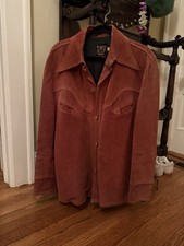 Vintage Schott Suede Leather Jacket Mens Large Red Toned Brown Pointed Collar picture