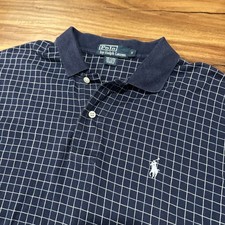 Polo By Ralph Lauren Polo Shirt Mens Small Blue Check Knit Pony Logo Cotton picture