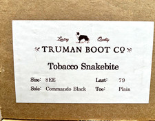 Truman Boot Co Tobacco Snakebite Leather Plain Toe 8EE 79 Last picture