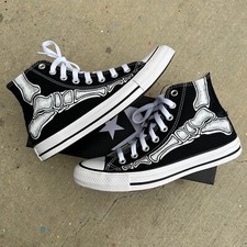 Customized Skeleton Feet on Black Converse High Top Shoes for Men and Women picture