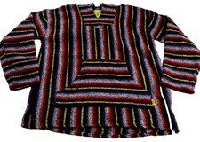 VTG Iguana Jack Baja Surfer Hoodie Sz 2XL Striped Poncho Mexico NWOT picture