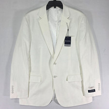 NEW - JOS A BANK Men's Suit Separate Jacket White Linen Cotton Blend 42R SLIM picture