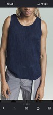 OUR LEGACY Men’s Singlet Navy Yawning Linen Tank Top M22365N Sz 54 NWT picture