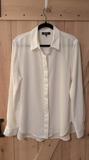 DKNY Women's Ivory Long Sleeve Button Down Shirt Blouse Size L picture