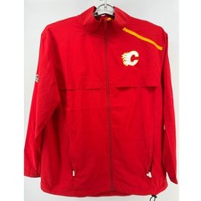 Calgary Flames Fanatics Authentic Pro Rink Coach's Jacket Red Mens Large - Flaw picture
