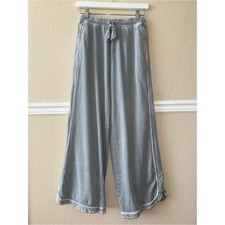 Three Bird Nest So Comfy Wide Leg Pant Elastic Waist Cropped Faded Blue Small picture
