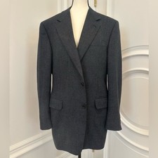Canali Single Breasted Black & Blue Cashmere & Wool Blend Blazer (Size 42R) picture