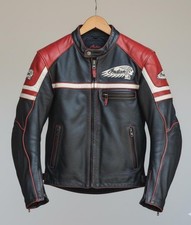 Men's Indian Motorcycle Black Red Genuine Cowhide Leather Jacket Cafe Racer Bike picture